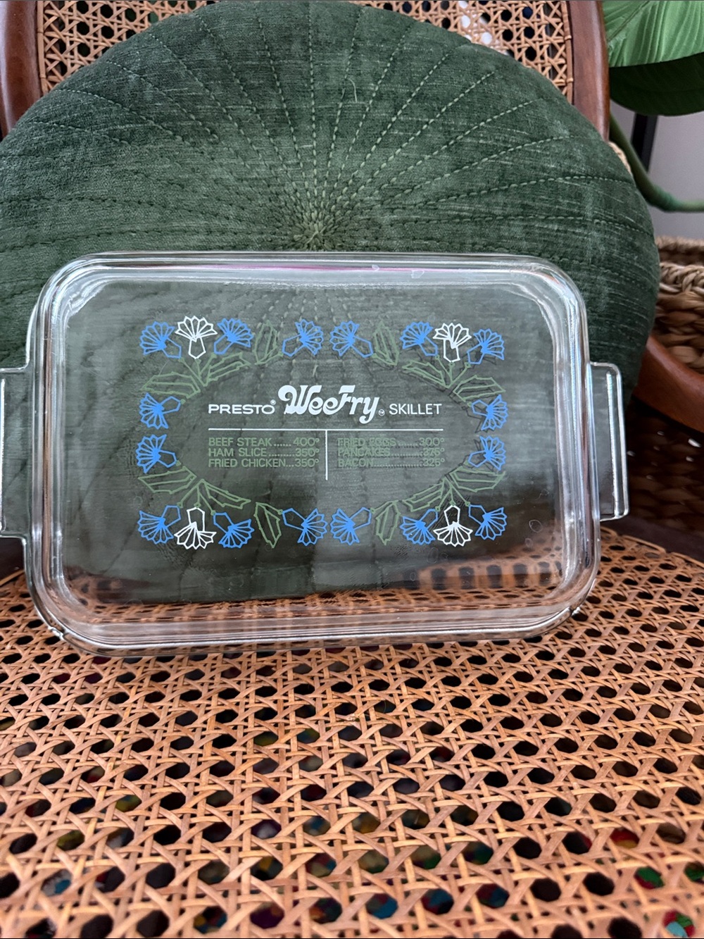 Vintage 70s MCM Presto WeeFry Boho Cottagecore Floral Skillet Replacement Lid